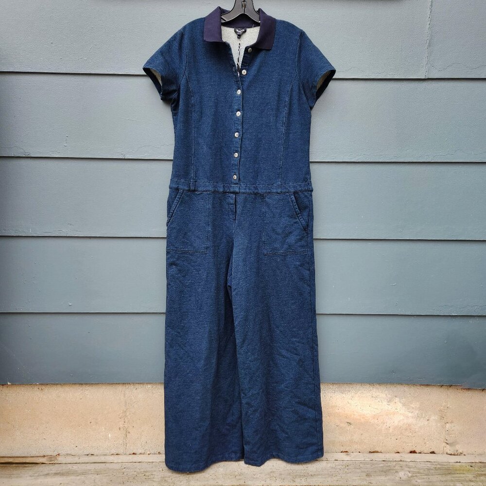 NWT Worth New York Navy Blue Short Sleeve Wide Leg Jumpsuit - Size 14